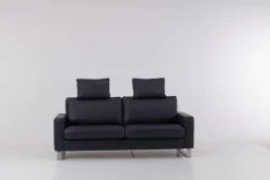 Sofa Variation 108 Leder L7060C Dunkelblau Füße Edelstahlkufen Silber Inklusive Kopfteilkissen