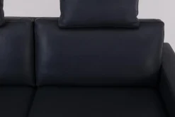 Sofa Variation 108 Leder L7060C Dunkelblau Füße Edelstahlkufen Silber Inklusive Kopfteilkissen