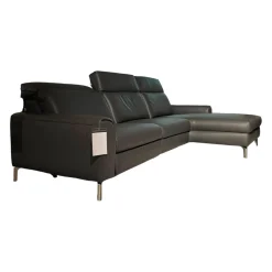 Sofa Venosa 660 Leder Montana Basalt Fuß 01 Brushed mit Relaxfunktionen