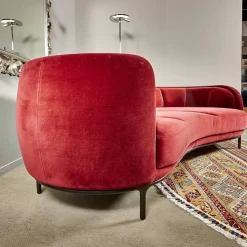 Sofa Vuelta Lounge Bezug Stoff Velvet Bordeaux Rot Füße Bronze