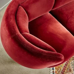 Sofa Vuelta Lounge Bezug Stoff Velvet Bordeaux Rot Füße Bronze