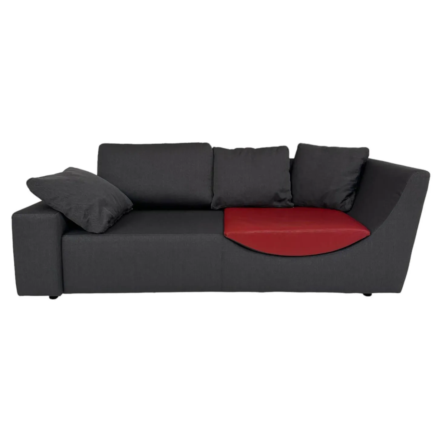 Sofa Wave Bezug Stoff U2952G Grau Schwarz Einlegekissen Leder L9999B Rot Füße Buche Schwarz