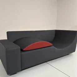 Sofa Wave Bezug Stoff U2952G Grau Schwarz Einlegekissen Leder L9999B Rot Füße Buche Schwarz