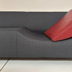 Sofa Wave Bezug Stoff U2952G Grau Schwarz Einlegekissen Leder L9999B Rot Füße Buche Schwarz