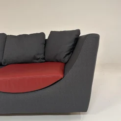 Sofa Wave Bezug Stoff U2952G Grau Schwarz Einlegekissen Leder L9999B Rot Füße Buche Schwarz