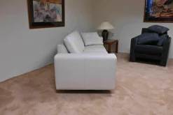 Sofa Wega Large Leder Omega Weiß mit Kissen