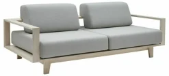 Sofa Wood Stoff Vision 457 Silbergrau Rahmen Esche Natur Lackiert