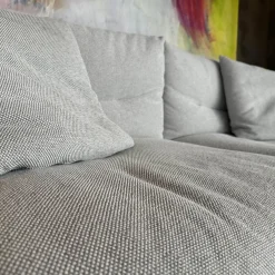 Sofa Zweisitzer Grantorino Stoff Col. Tess Bouce Sabbia Grau Leder Saddle Beige