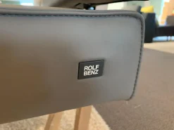 Sofabank 624 Leder 36.405 Quarzgrau Gestell H98 Eiche