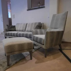 Sofagarnitur Coco Bezug Jab 9 2241 091 Graubeige Füße Massivholz Lackiert Grau