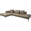 Sofagruppe Jaan Living 783 Leder Safari 1372 Clay Braun Grau Gestell Aluminium Schwarz Hochglanz Beschichtet Mit Kissen