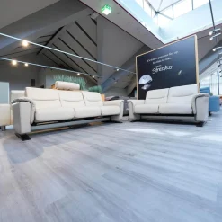 Sofagruppe Panorama Leder Cori Fog Grau Beige Holbogen Wenge Mit Balance Adapt Und Nackenkissen