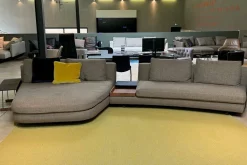 Sofagruppe Tama Living 822 Stoff Puro Mineral Grau Braun Kufen Nussbaum Geölt Inklusive Tischplatte Und Kissen