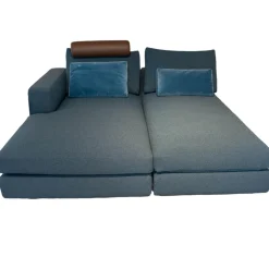 Sofakombination Marlo Stoff Juna Petrolblau U1523J Blau Fuß Schwarz Mit Rückenkissen 903