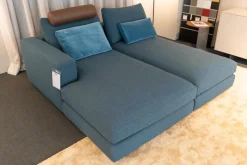 Sofakombination Marlo Stoff Juna Petrolblau U1523J Blau Fuß Schwarz Mit Rückenkissen 903