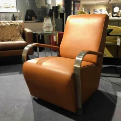 Solitärsessel Casa Leder Passion Hellbraun Gestell Edelstahl