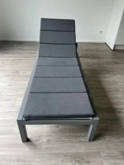 Sonnenliege Relax Auflage Stoffe Natte Grey Grau Gestell Tex light Grey Grau