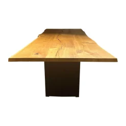 Stammtisch Ruvio Planke Platte Eiche Wild Mitt Offenen Ästen Und Rissen Gestell Metall Bronze Lackiert