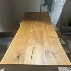 Stammtisch Ruvio Planke Platte Eiche Wild Mitt Offenen Ästen Und Rissen Gestell Metall Bronze Lackiert