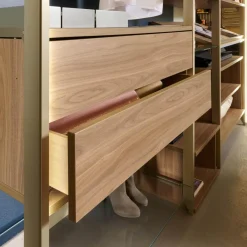 Stangensystem Atrio Alu Goldfarbig Holzdekor Wallnuss