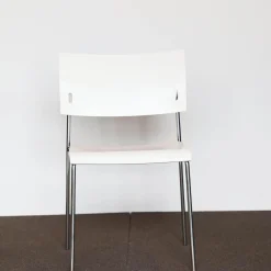 Stapelstuhl Giorgio Weiß Lackiert Gestell Verchromt