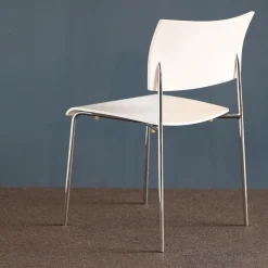 Stapelstuhl Giorgio Weiß Lackiert Gestell Verchromt