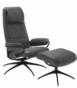 Stressless Paris hohe Rückenlehne High Base Star Base Leder Pioneer Grey mit Hocker