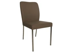 Stuhl 6195 Leder Bronco 86 Smoke Grau Braun Gestell Edelstahl Gebürstet