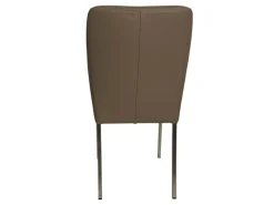 Stuhl 6195 Leder Bronco 86 Smoke Grau Braun Gestell Edelstahl Gebürstet