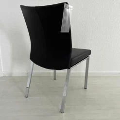 Stuhl 2010 Linus Bezug Leder Nummer 89001 Schwarz Gestell Rechteckrohr Hochglanz Chrom