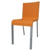 Stuhl 03 Sitzschalenfarbe Mango Untergestell Pulverbeschichtet Silber Glatt