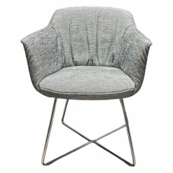 Stuhl 641 Stoff 17 100 Schwarz Weiß Gestell Chrom Glänzend