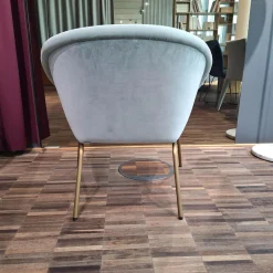 Stuhl Armchair 369 Stoff Harald Jade Grau Gestell Messing