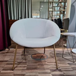 Stuhl Armchair 369 Stoff Harald Jade Grau Gestell Messing