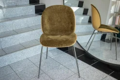 Stuhl Beetle Innen Stoff Mumble Glamour Moosgrün Grün Außen Eiche Semi Matt Lackiert Gestell Schwarzchrom