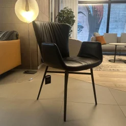 Stuhl Dexter 2058 Leder II Elmosoft 93068 Braun Gestell Stahl Schwarz