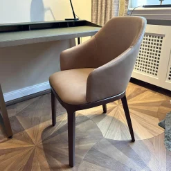 Stuhl Doa Leder 1605 Braun Holz Nussbaumfarbig