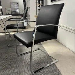 Stuhl Freischwinger Paco Leder Schwarz Nappa