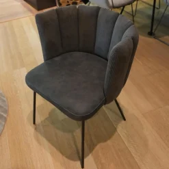 Stuhl Gaia Sitz Leder Siena Schwarz Anthrazit Rücken Stoff Lisboa 01 Grau Metallgestell Schwarz