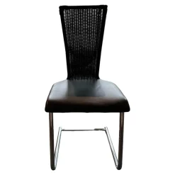 Stuhl Giacomo Bezug Leder Schwarz Gestell Verchromt