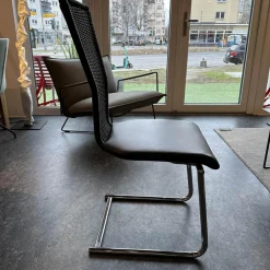 Stuhl Giacomo Bezug Leder Schwarz Gestell Verchromt