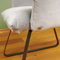 Stuhl Heaven Dining Mit Armlehnen Stoff City Velvet Reloaded Grau Kufe Metall Schwarz