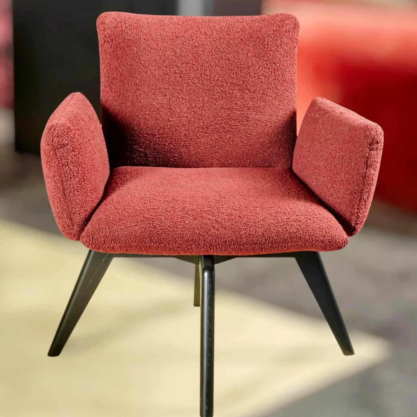 Stuhl Heaven Dining XL Stoff Lucie BW1788-111 Rot Holzuntergestell