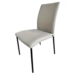 Stuhl Jaro 100 Bezug Leder Comfort Alpaca Grey Grau Gestell Edelstahlrohr Schwarz Pulverbeschichtet