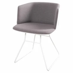 Stuhl kleiner Sessel Cut Stoff C Hallingdal 65 Grau Gestell Weiß