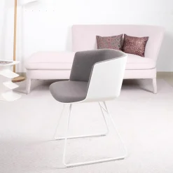 Stuhl kleiner Sessel Cut Stoff C Hallingdal 65 Grau Gestell Weiß