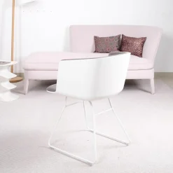 Stuhl kleiner Sessel Cut Stoff C Hallingdal 65 Grau Gestell Weiß