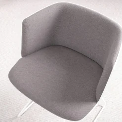 Stuhl kleiner Sessel Cut Stoff C Hallingdal 65 Grau Gestell Weiß