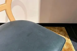 Stuhl Limetta Leder Polish Grove Graublau Gestell Metall Mit Leder Natur Creme Bezogen