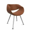 Stuhl Little Perillo Exklusivleder Sattelbraun Gestell Aluminium Poliert